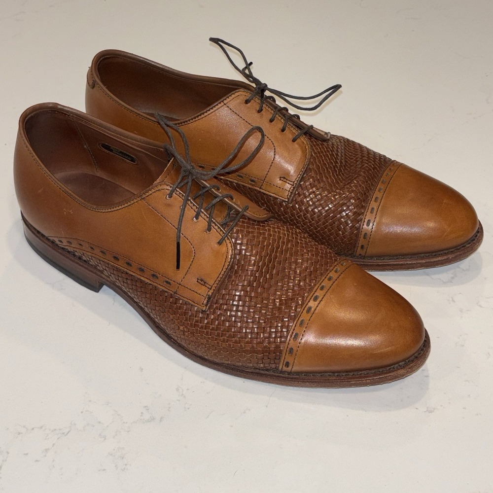 Allen Edmonds New Orleans Smooth & Woven Brown Leather Oxford Shoes Men's 10.5 D
